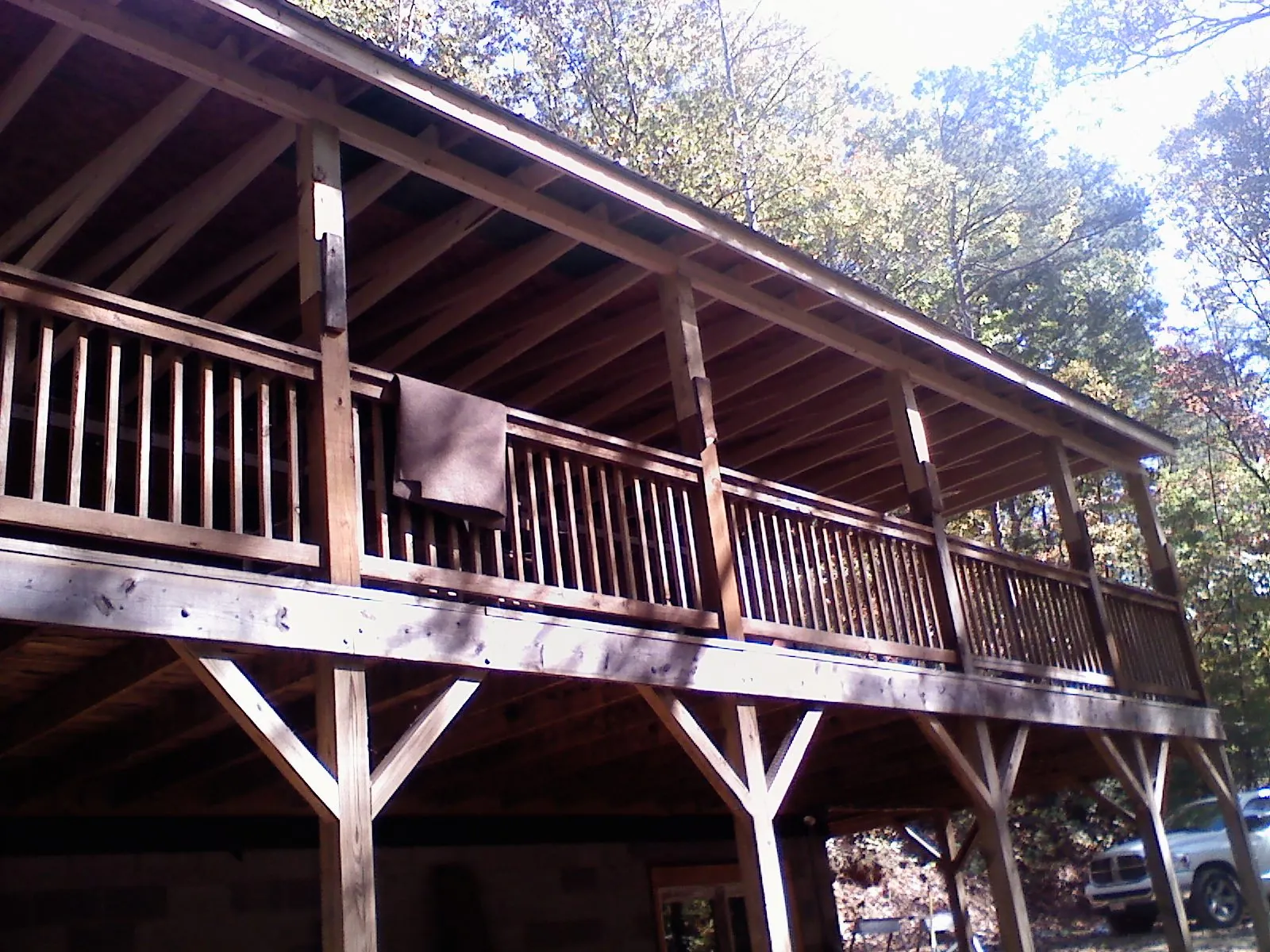Timber framing under a new elevated porch and deck — Roof Leak Repair in Shepherdstown by Roofing Brothers